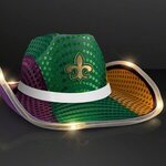 Mardi Gras LED Sequin Cowboy Hat with White Band