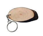 Natural Oval Wood Keyring - Natural