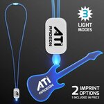 Neon Lanyard with Acrylic Guitar Pendant - Blue -  