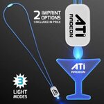 Neon Lanyard with Acrylic Martini Pendant - Blue -  