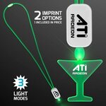 Neon Lanyard with Acrylic Martini Pendant - Green -  