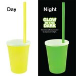 Nite Glow Stadium Cup/Straw/Lid Set 12 oz. - Neon Yellow