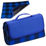 Plaid Barrel Fleece Picnic Blanket - Medium Blue