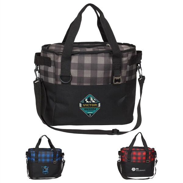 Main Product Image for Custom Printed Plaid Insulated Cooler Bag