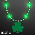 Pretty Light Up Shamrock Bead Necklace with Medallion