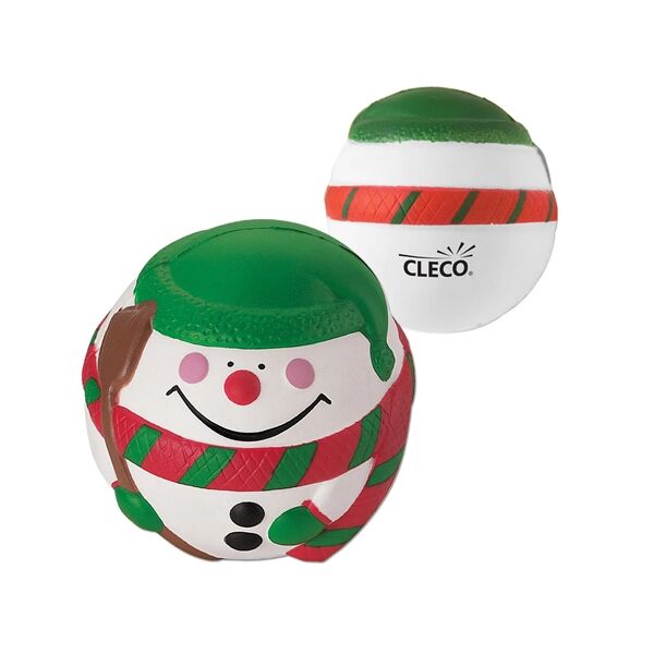 Main Product Image for Custom Printed Happy Holiday Snowman Shape Stress Ball