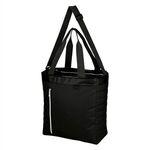 Quilted Slim Line Kooler Tote Bag - Black