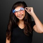 Buy Custom Printed Red White & Blue Flashing Star LED Sunglasses