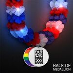 Buy Red, White & Blue LED Hawaiian Lei with Rainbow Medallion