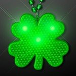 SHAMROCK FLASHING LED CHARM ON BEADS NECKLACE - Green