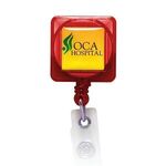 Square Domed Retractable Badge Holder with Slide on Clip