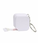 Square Tape Measure Key Chain - White