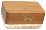 Sunrise Alarm Clock w/ Himalayan Salt Lamp & Wireless Charger - Bamboo