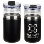 Tamari 12 oz Glass Tumbler & Vacuum Insulated Can Cooler - Medium Black