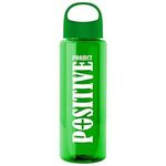 The Guzzler - 32 Oz. Transparent Bottle With Oval Crest Lid - Transparent Green