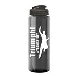 The Guzzler - 32 oz. Transparent Bottle with USA Flip lid - Smoke