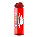 The Guzzler - 32 oz. Transparent Bottle with USA Flip lid - Transparent Red