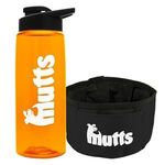 The Parched Pup - 26oz Flair Bottle & Folding Dog Bowl - T. Orange