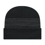 Thin Striped Knit Cap with Cuff - Black