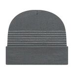 Thin Striped Knit Cap with Cuff - Silver