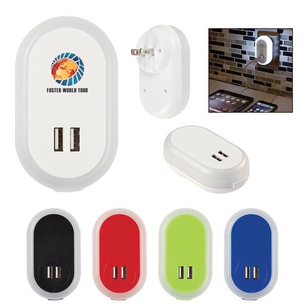 Main Product Image for Ul Listed Nightlight A/C Adapter With Dual Usb Ports