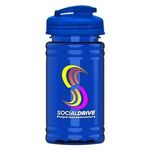 UpCycle - Mini 16 oz. rPet Sports Bottle with USA Flip Lid - Transparent Blue