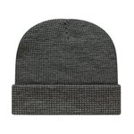 Waffle Knit Cap with Cuff - Dark Heather