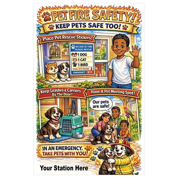 Main Product Image for Custom Printed Safety Poster "Pet Fire Safety!"