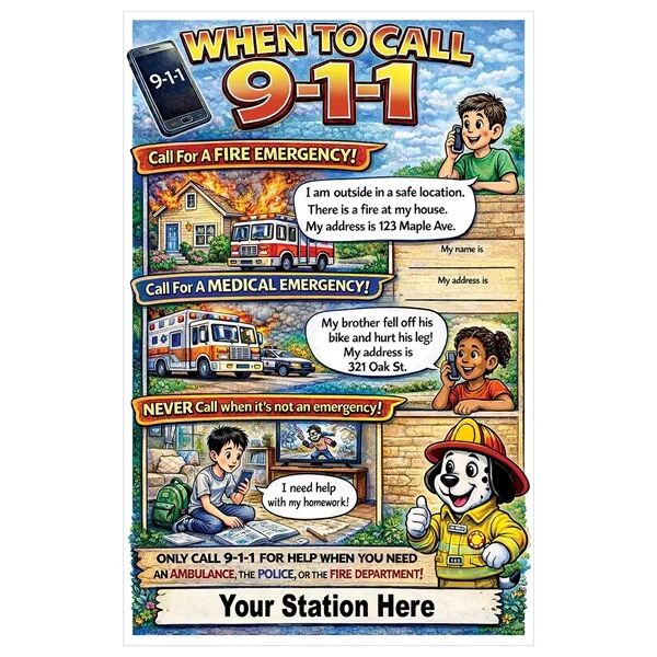Main Product Image for Custom Printed Fire Safety Poster "When To Call 9-1-1!"